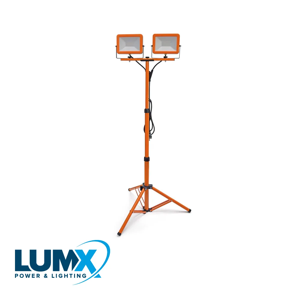 LUMX Lampe de chantier LED - FT-60, sur trépied, 2 x 30 W, IP 65 - H07RN-F, 3 m