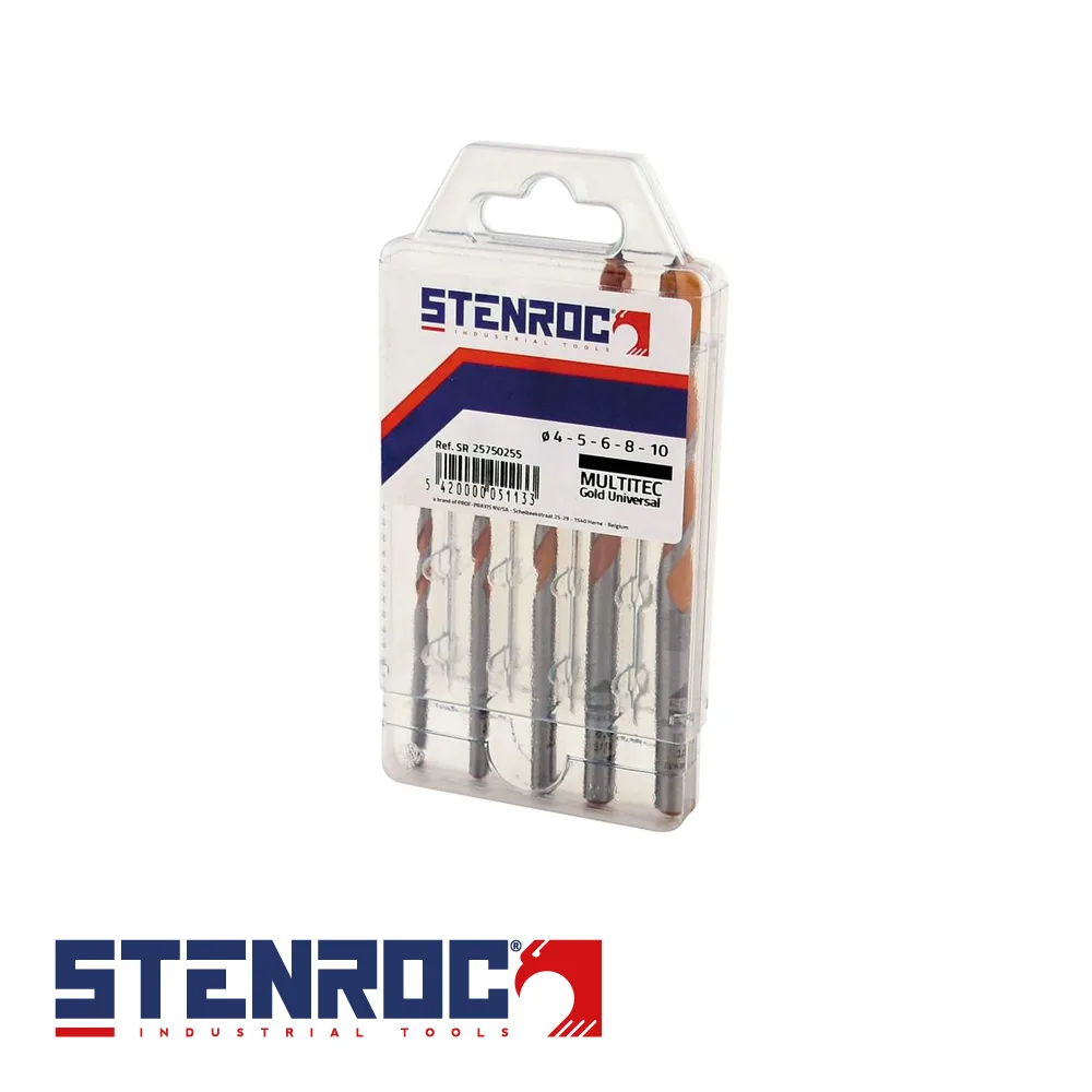 STENROC Set de forets à pierre et béton - MULTITEC Gold universal, 5 pièces, multipack - 4-10 mm