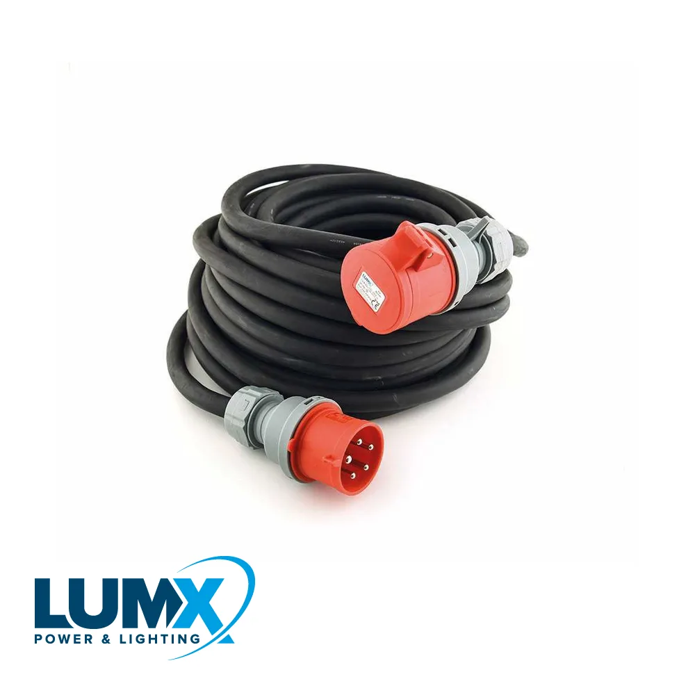 Rallonge - 400 V, 5 pôles, 32 A, H07RN-F néoprène, 5G 6 mm²- 25 m - LUMX