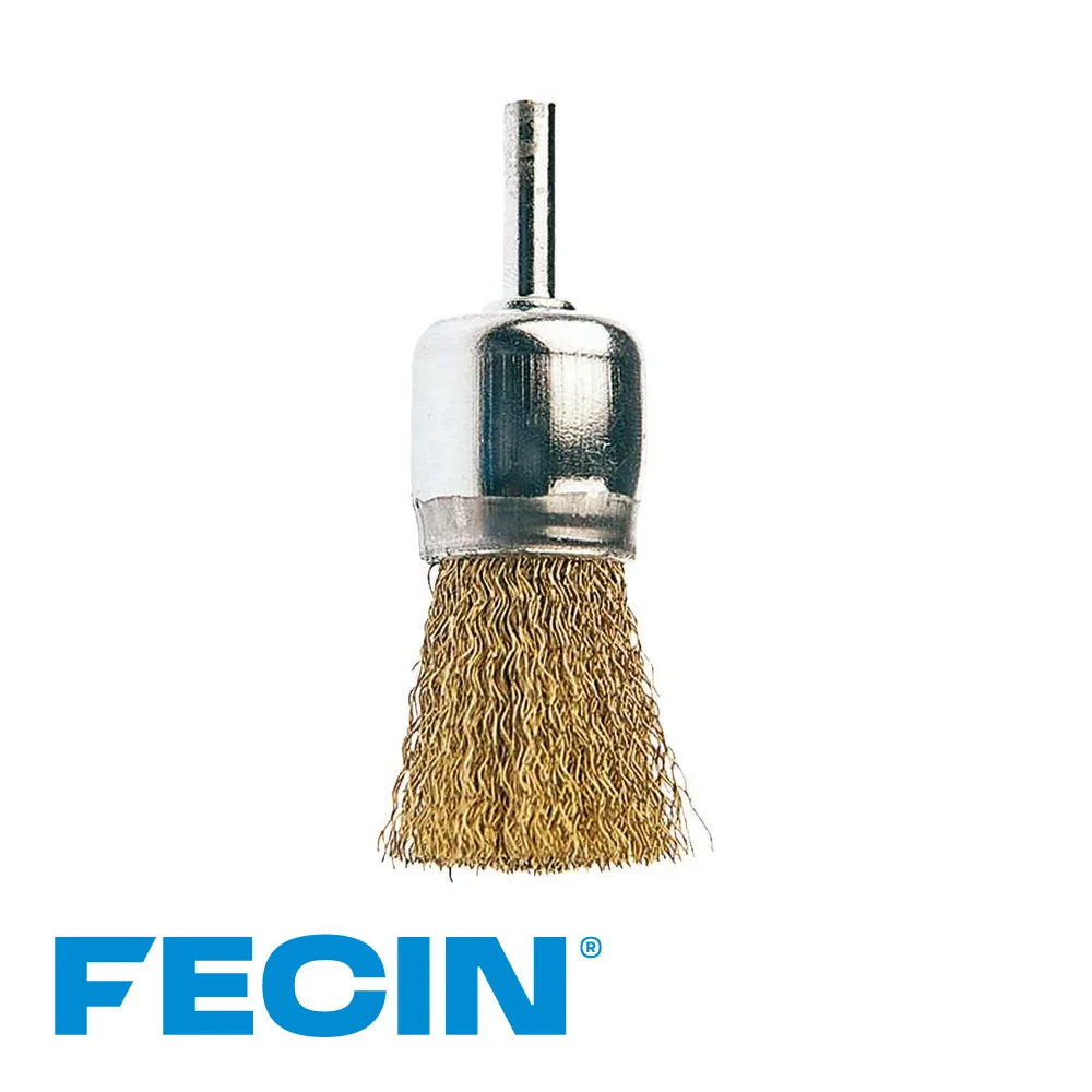 FECIN Brosse pinceau - type BE, tige 6 mm, laitonné, 0,30 mm, blister - Ø 26 mm
