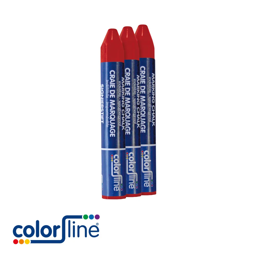 COLOR LINE Craie de cire - hexagonale, enveloppée, rood, prix par 3 pc. - 90 mm