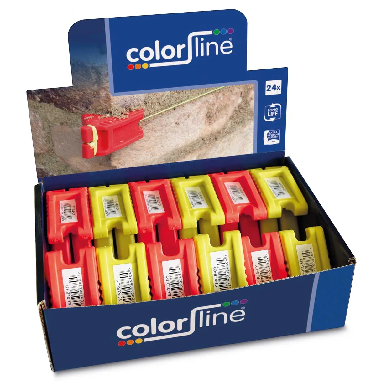 COLOR LINE Blocs de ligne - caoutchouc, display 24 pc., prix/pc - 75x48x35 mm (EX SJ SJ-RLB-OY-01)