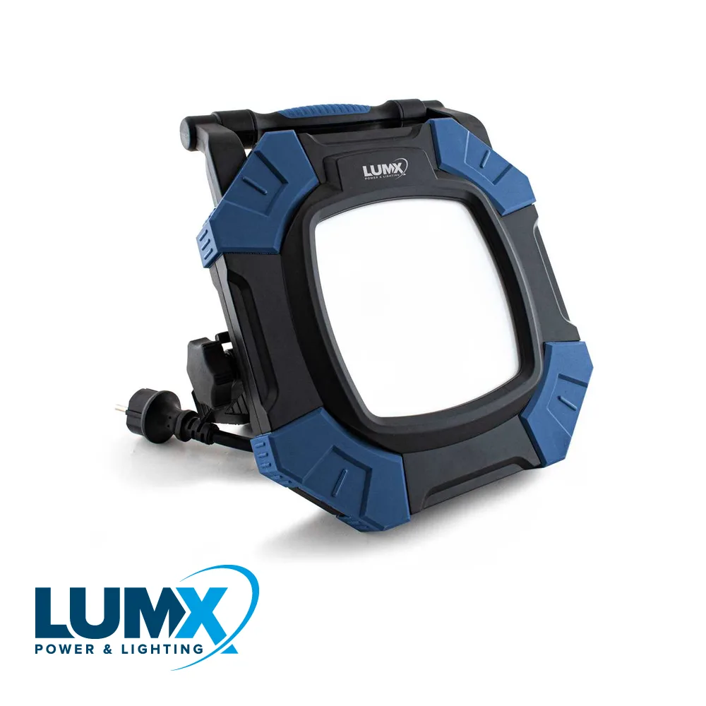 LUMX Lampe de chantier LED - P+60, 60 W, 50% variateur, 2700-4500-6500 °K, IP 54 - H07RN-F, 3 m