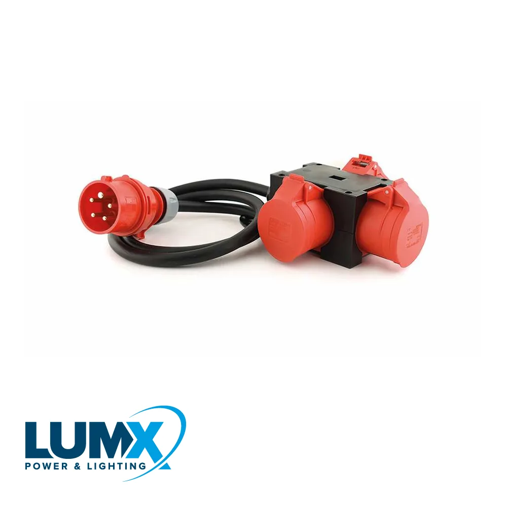 LUMX CEE box - ST ANTON, PCE 9430071, in: CEE 16A 5P, out: 3xCEE 16A 5P, H07RN-F 1,5m