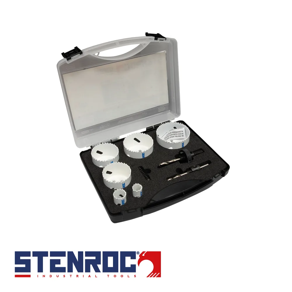 STENROC Set de scies-trépans - SK8, bi-metal, combi, 8 pièces, coffre - 19-79 mm (EX SR 28081012)