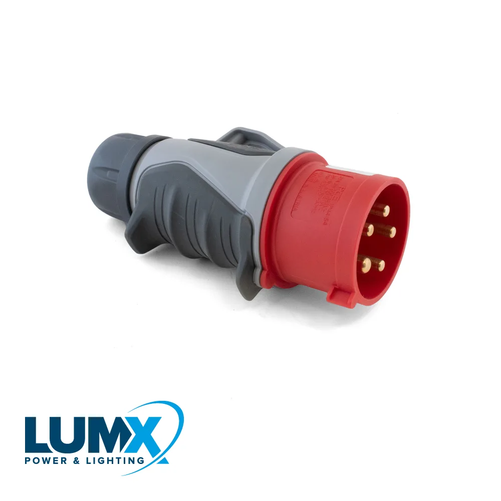 Fiche CEE male - POWER-GRIP, 400 V, 5 pôles, 32 A, IP 44 - LUMX