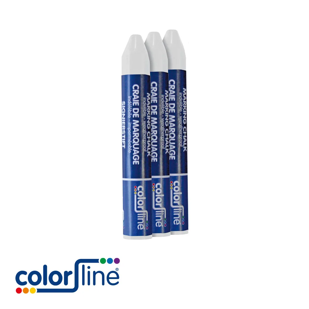 COLOR LINE Craie de cire - hexagonale, enveloppée, wit, prix par 3 pc. - 90 mm
