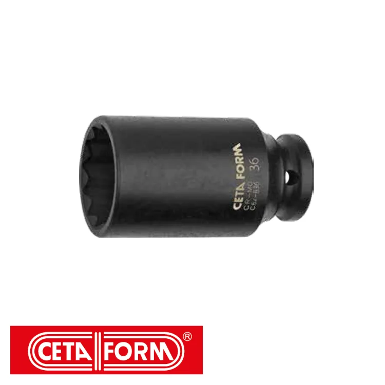 CETAFORM Douille à choc - IMPACT, 12-kant, 1/2", 78 mm, noir, sur carte - SW 34 mm (EX CF C62-B34)