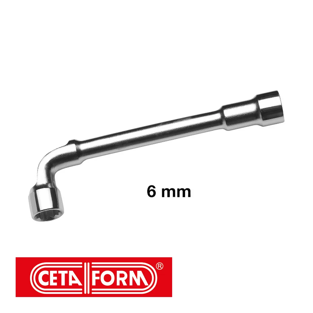 Clé à pipe - 31CrV3, 100 mm, débouchée, sur carte - 6 mm - CETAFORM