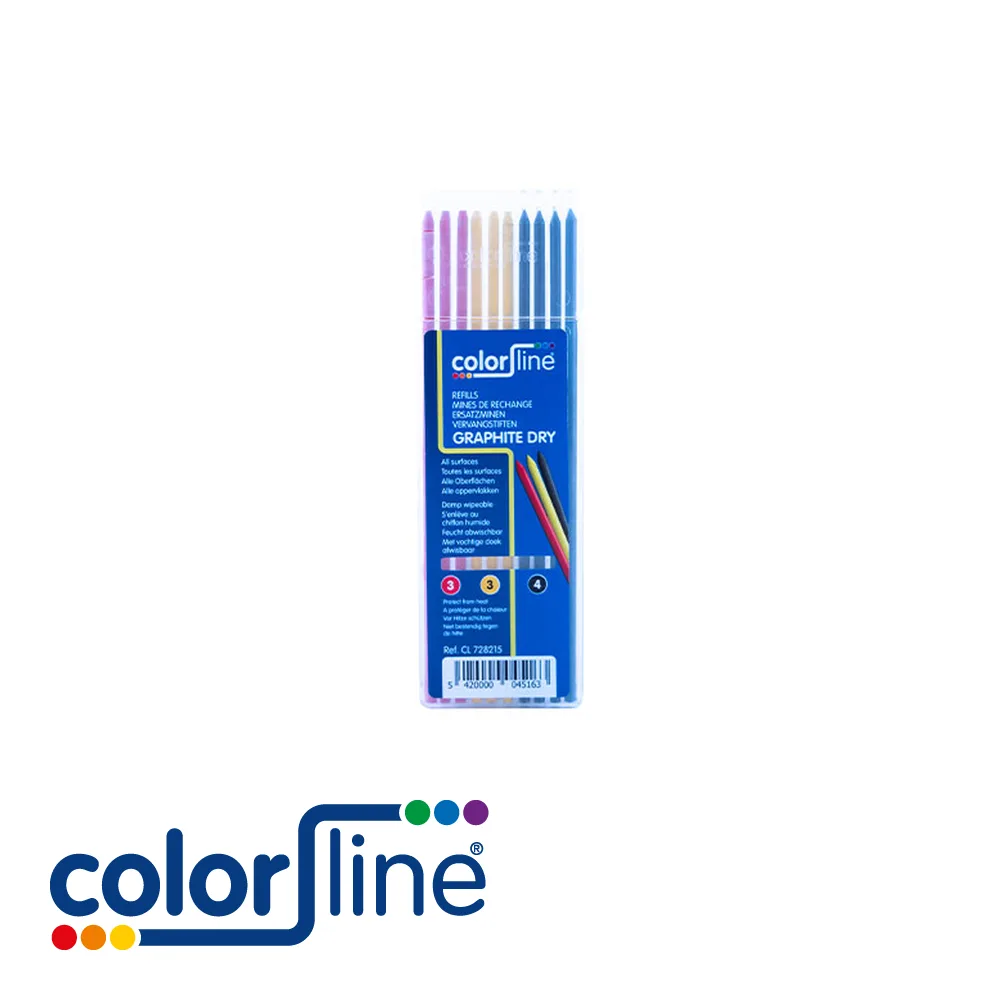 COLOR LINE Mines de rechange - pour GRAPHITE DRY/PRO/DUO, 5x graphite, 2x rouge, 3x jaune