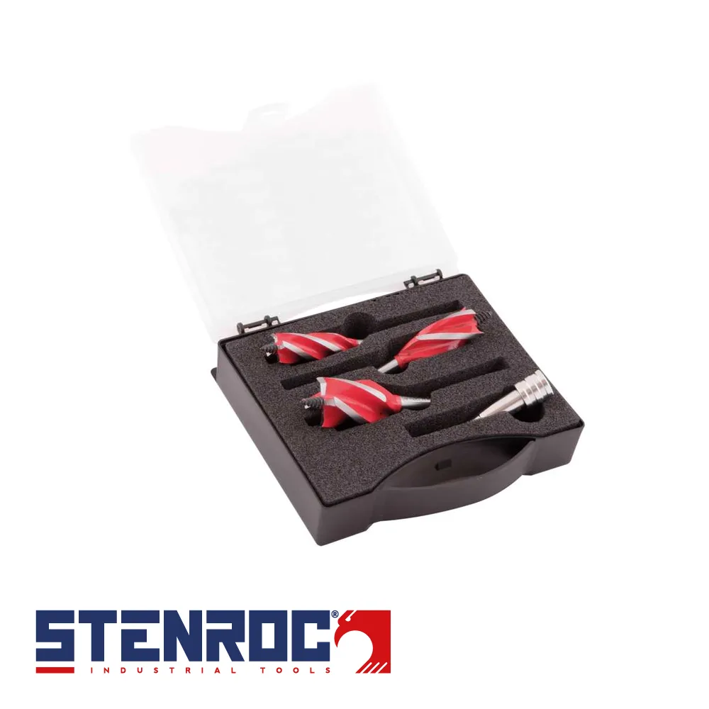 STENROC Set de mèches à bois - WOOD TWISTER STUBBY, adaptateur SDS, 4 pièces, box - 16-25 x 120 mm