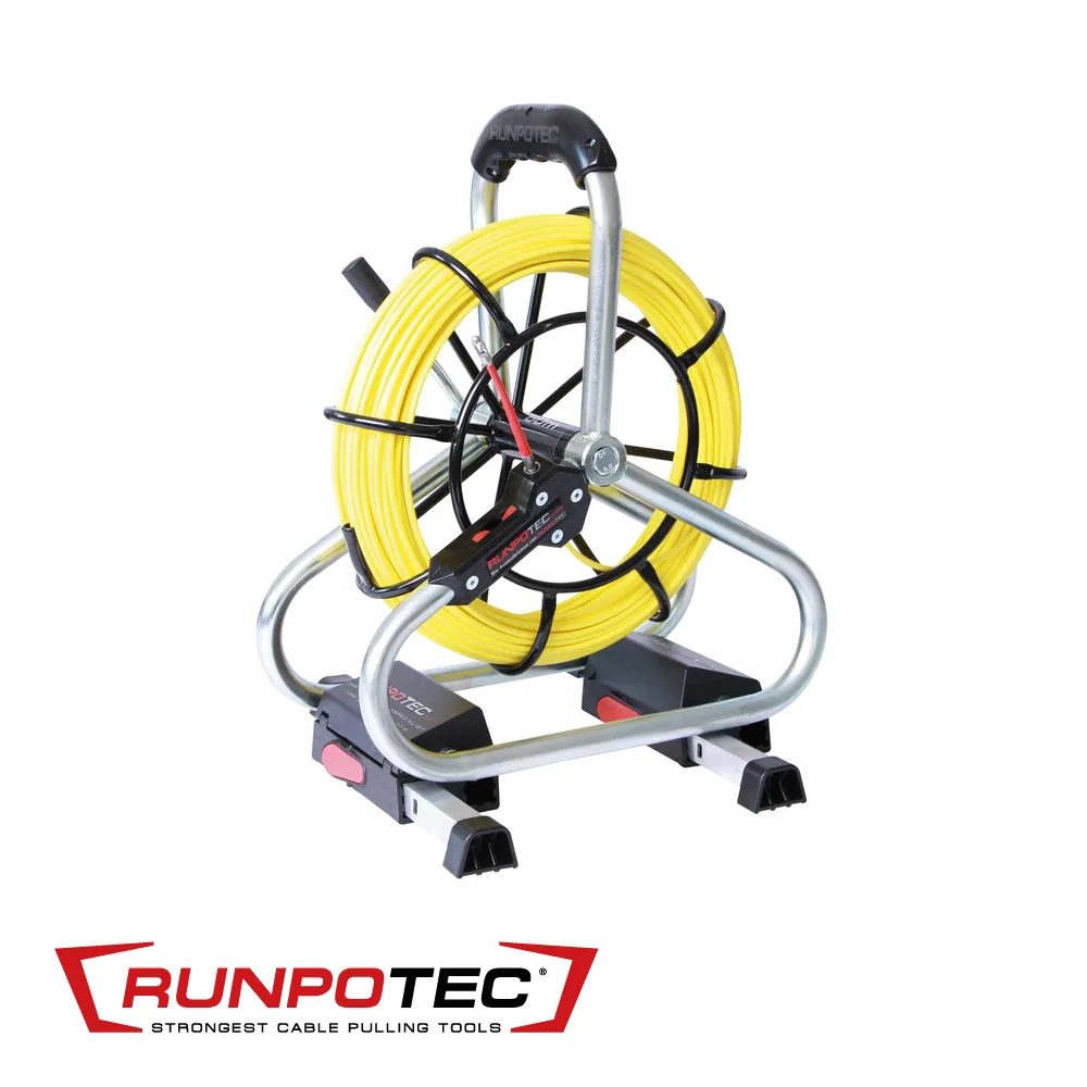 RUNPOTEC Câble fibre sur déroulleur - PROFI-SET, incl. Runpoglider - Ø 4,5 mm x 60 m