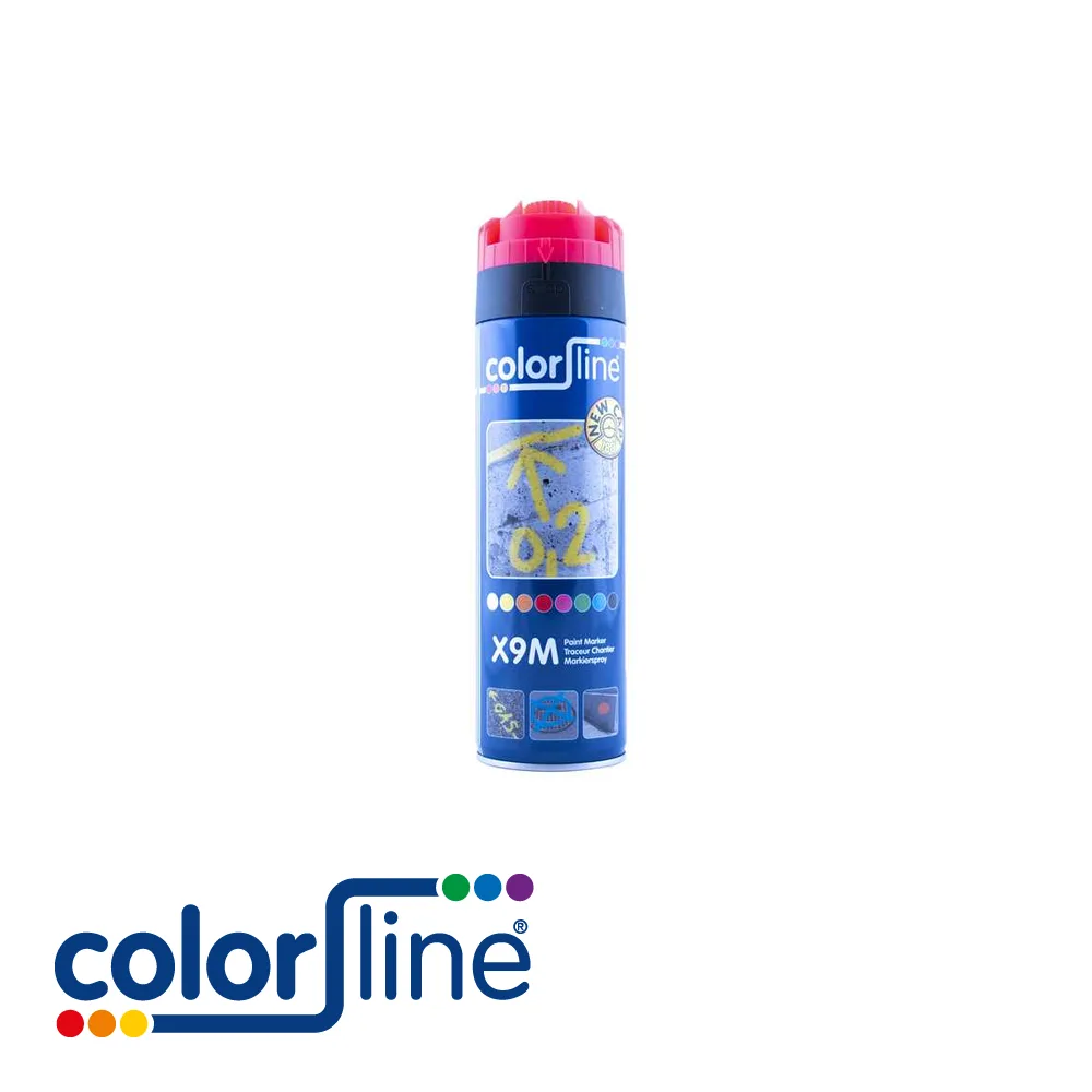COLOR LINE Peinture de marquage - PAINT MARKER X9M, traceurs de chantier, rouge fluo - 500 ml