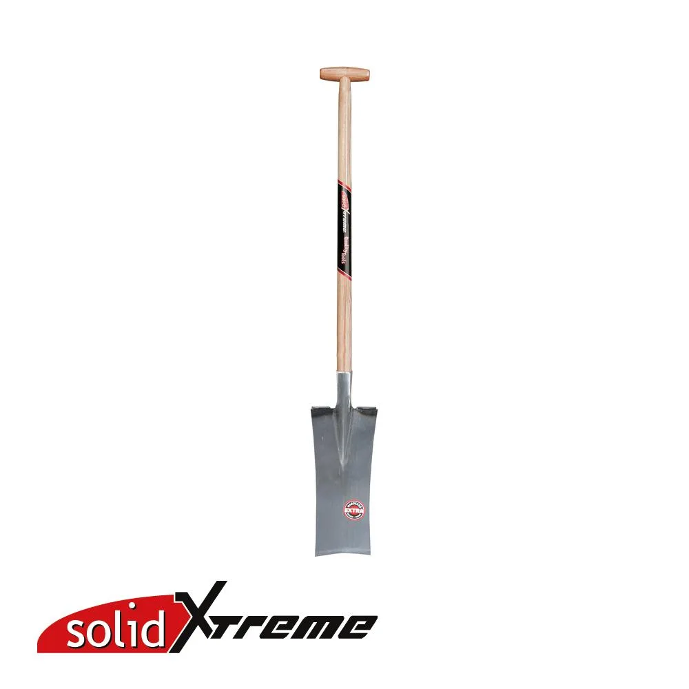 SOLID XTREME Bêche terrassière - tranchant droit, pose pied soudé, 380 mm, manche-T frêne - 850 mm