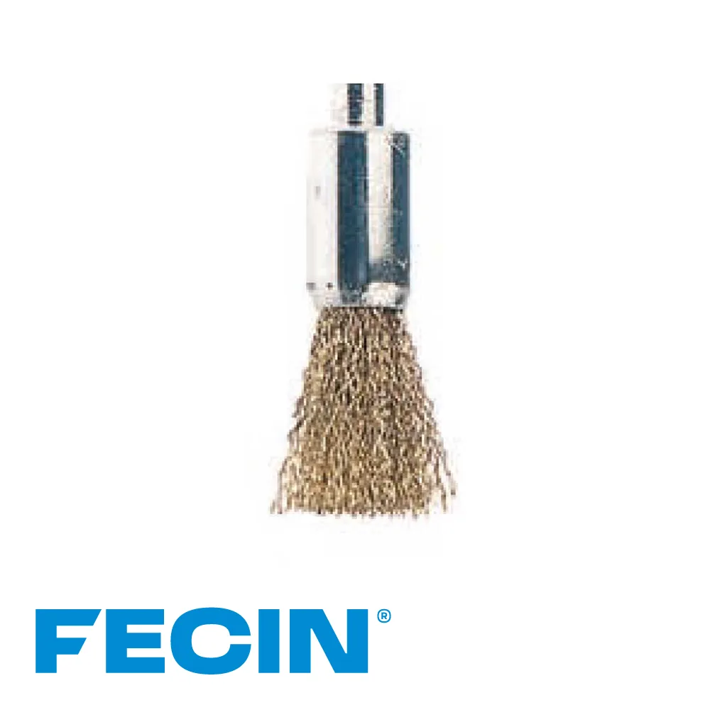 FECIN Brosse pinceau industrielle - type F-22, stang 6 mm, laitonné, 0,40 mm, blister - Ø 12 mm
