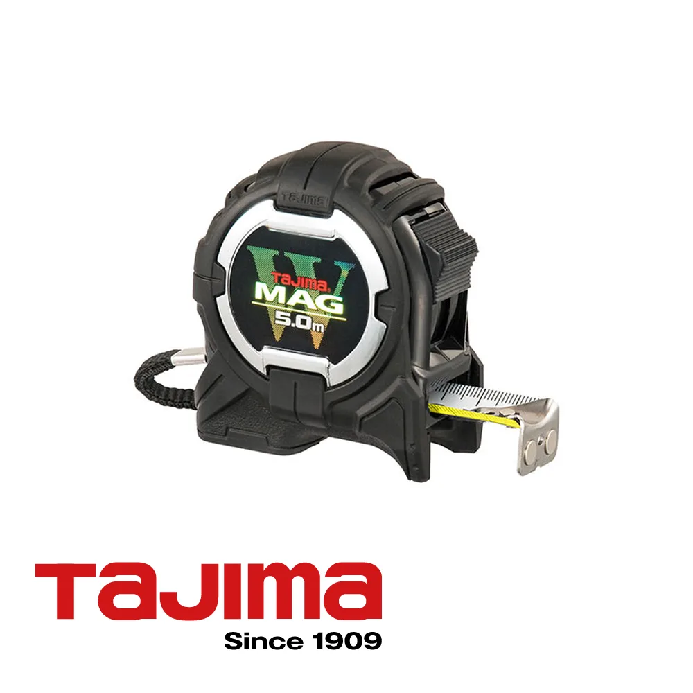 TAJIMA Mètre ruban - W-MAG, semelle magnétique, G3GLWM25-50EB-EUR - 5 m x 25 mm
