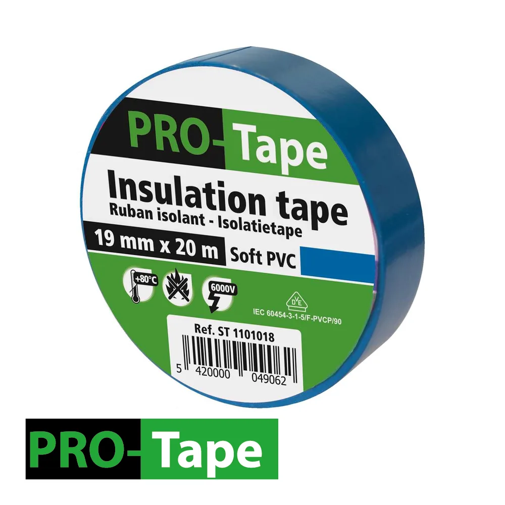 PRO-TAPE Ruban adhésif isolant - VDE, bleu clair, prix par 5 pc. - 19 mm x 20 m