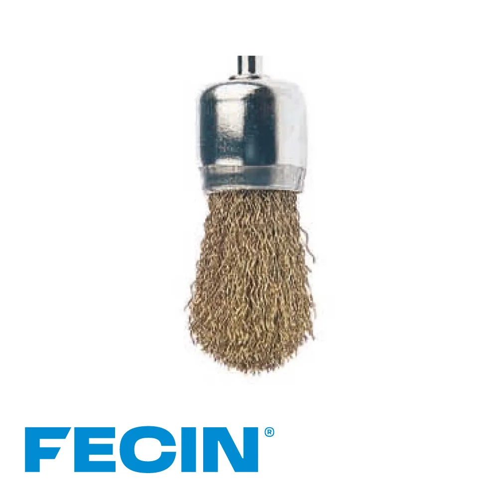 FECIN Brosse pinceau industrielle - type F-22, stang 6 mm, laitonné, 0,30 mm, blister - Ø 26 mm