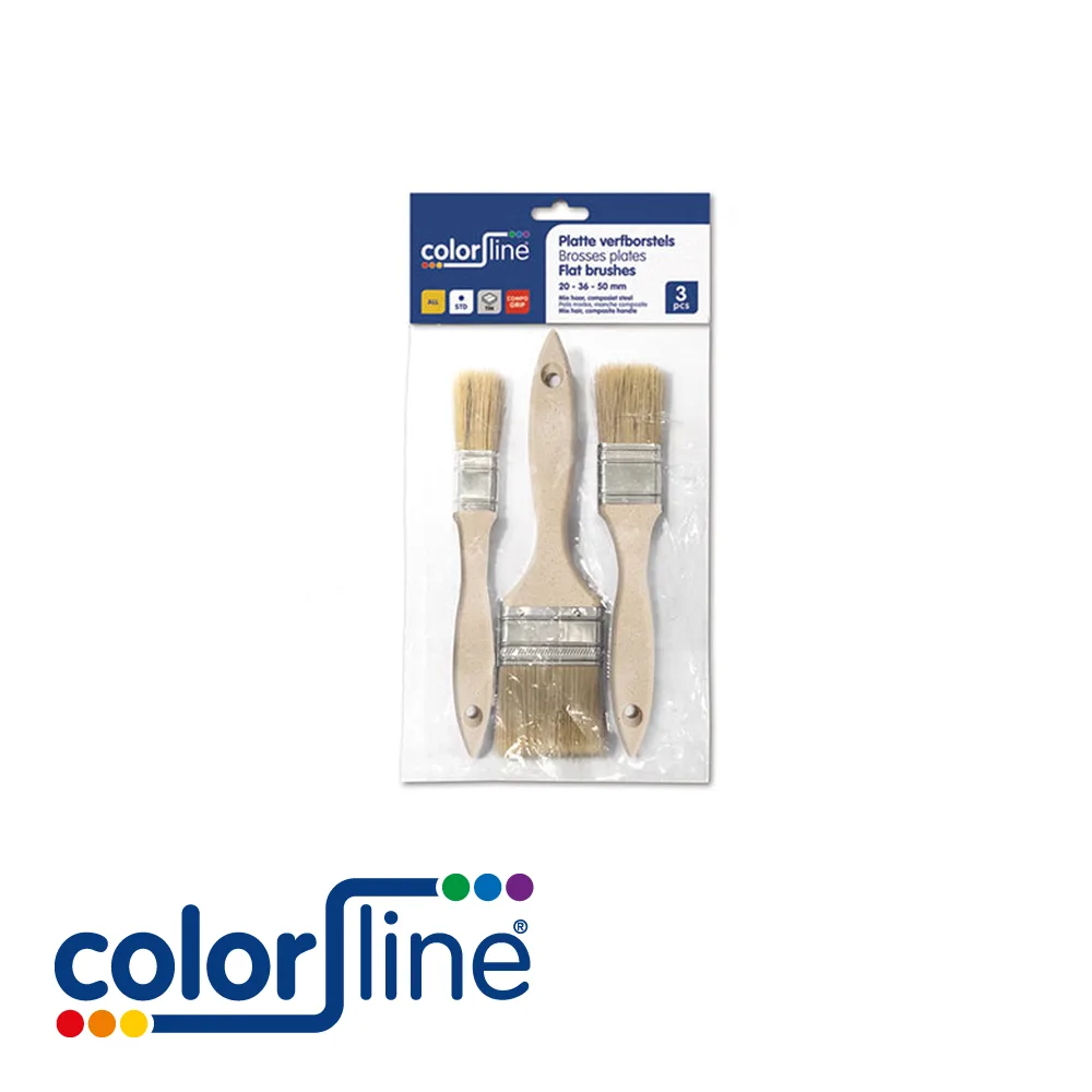 COLOR LINE Set de brosses - STD, plate, compo, fibres mixtes - 20-36-50 mm - ALL (EX BR 80986)