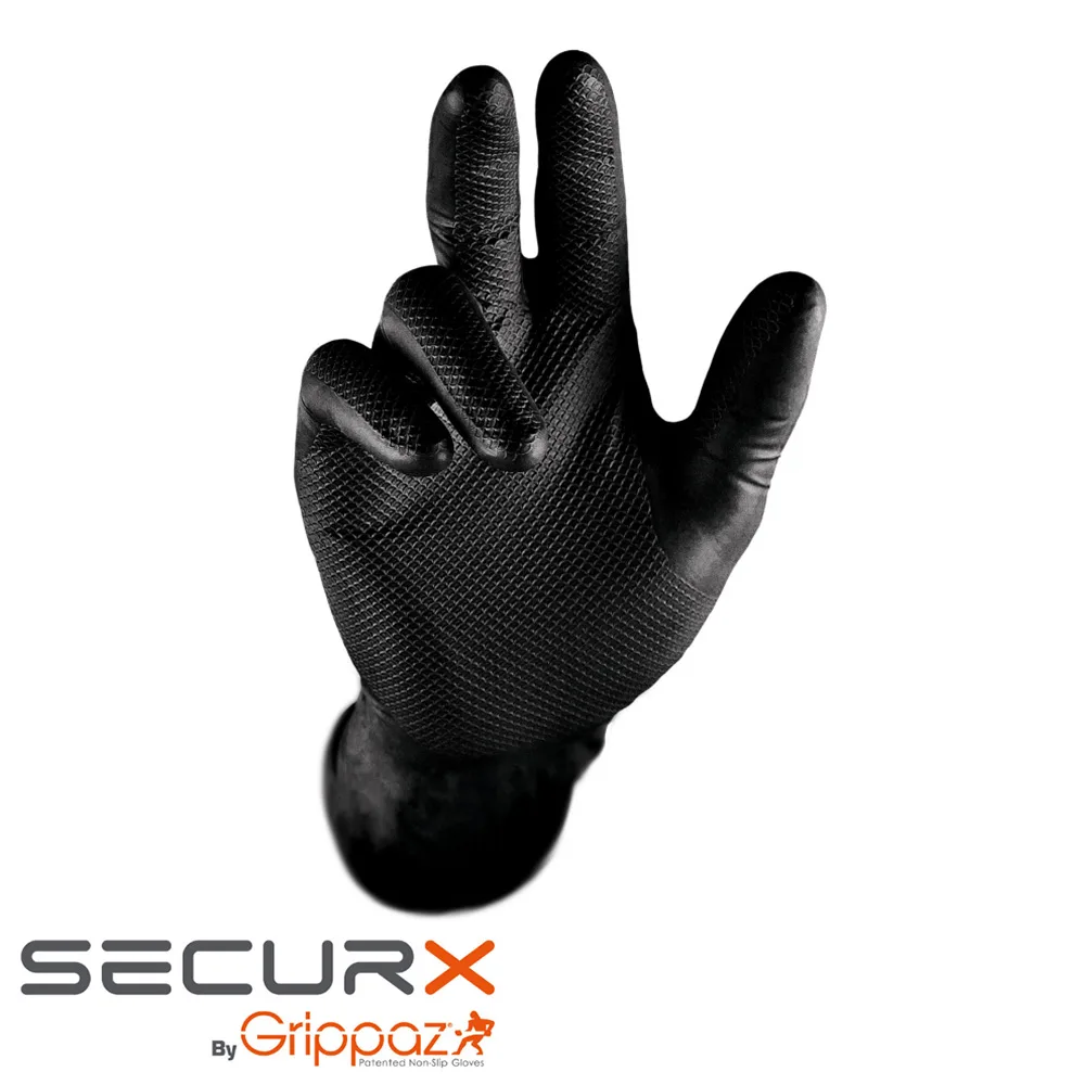 SECURX Gants de sécurité - GRIPPAZ 246 NITRILE, noir, 0,15 mm, prix par 50 pc. - taille 8