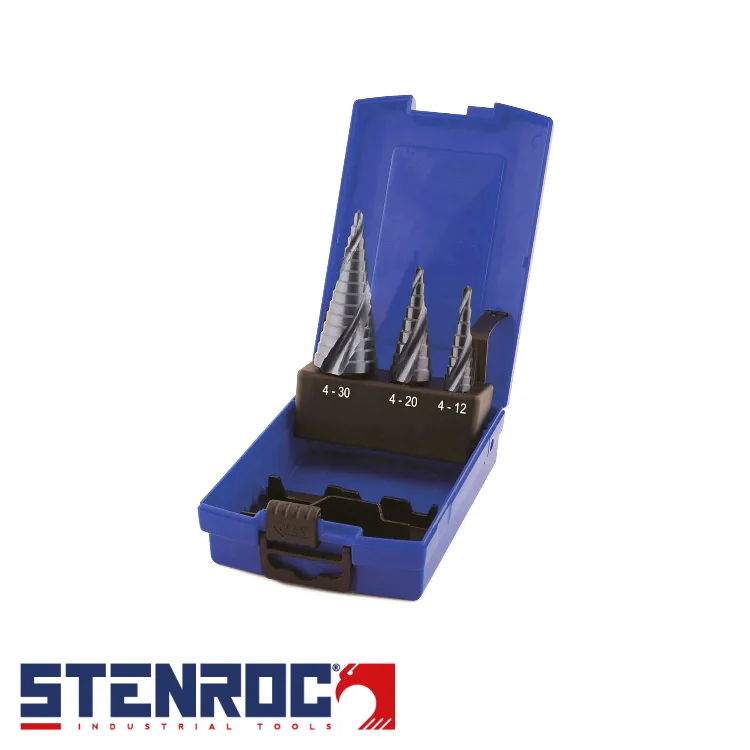 STENROC Set de forets étagés - HSS, flûtes à spirale, 3 pièces - 4-12, 4-20, 4-30mm