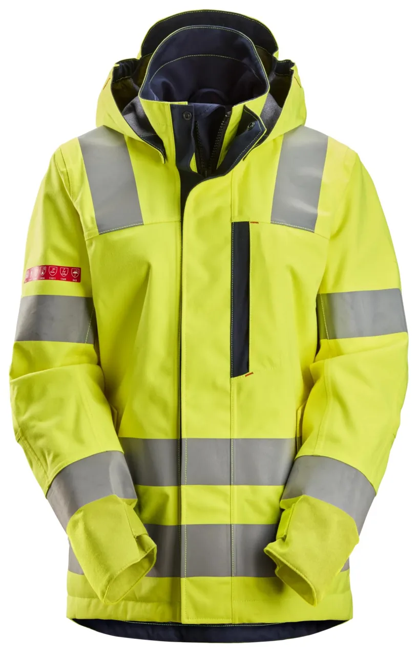 ProtecWork, Veste Shell imperméable pour femme, haute visibilité, Classe 3