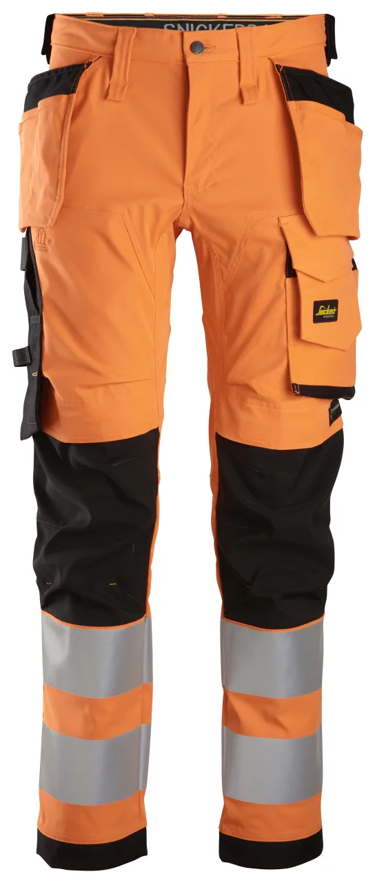 Pantalon en tissu extensible avec poches holster, haute visibilité, Classe 2