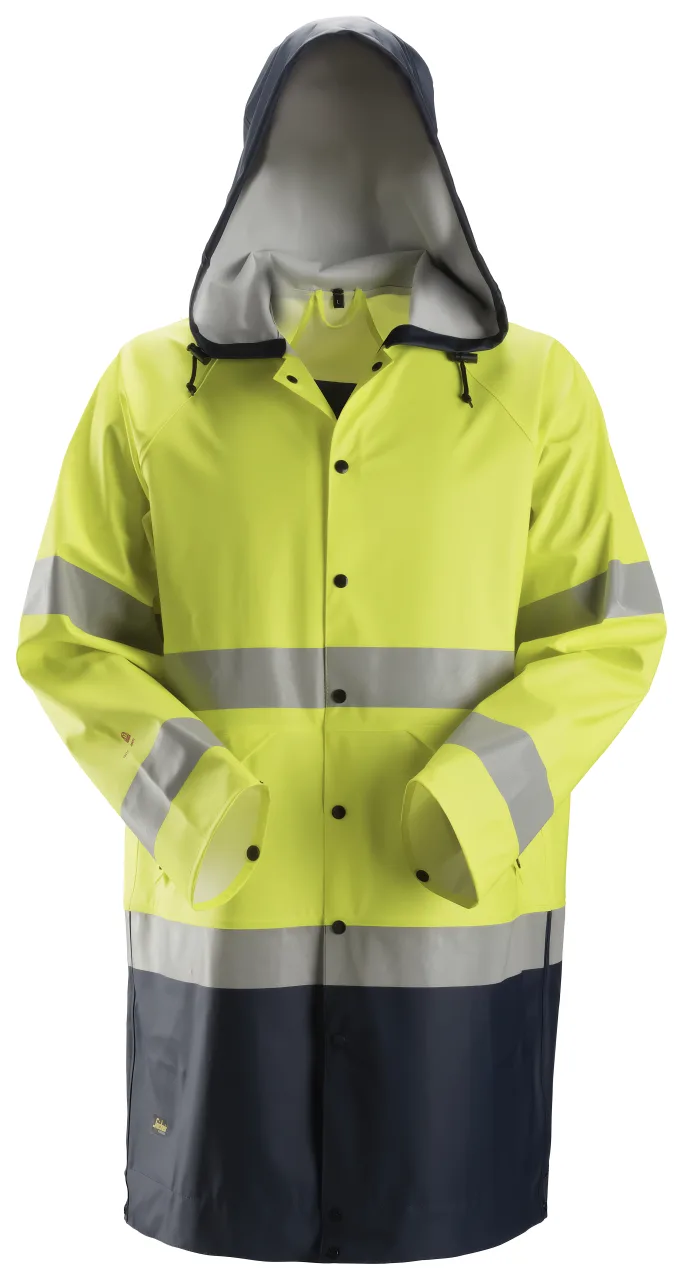 ProtecWork, Veste de pluie en PU, Haute visibilité de classe 3