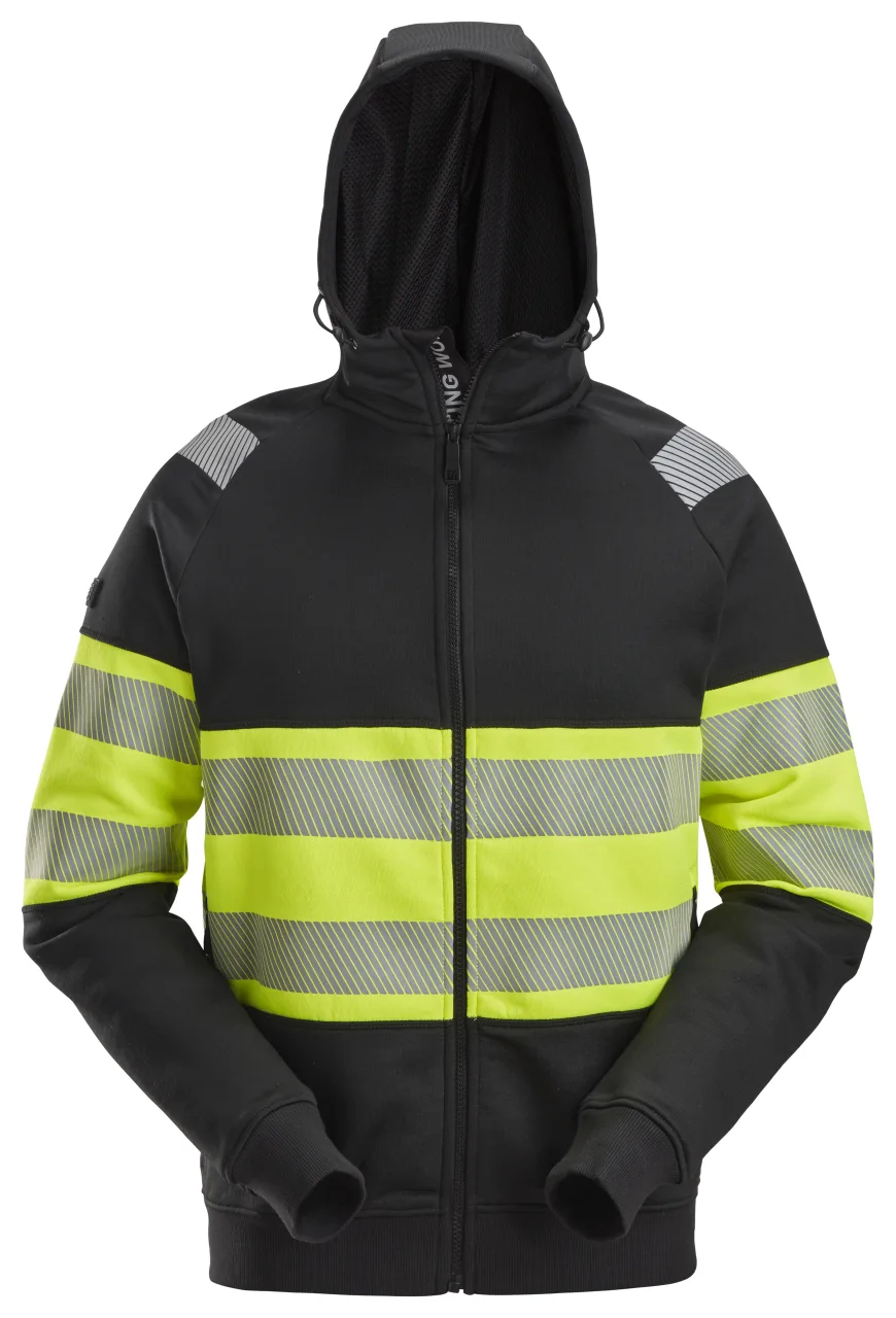 Sweat à capuche haute visibilité avec fermeture à glissière pleine longueur, Classe 1