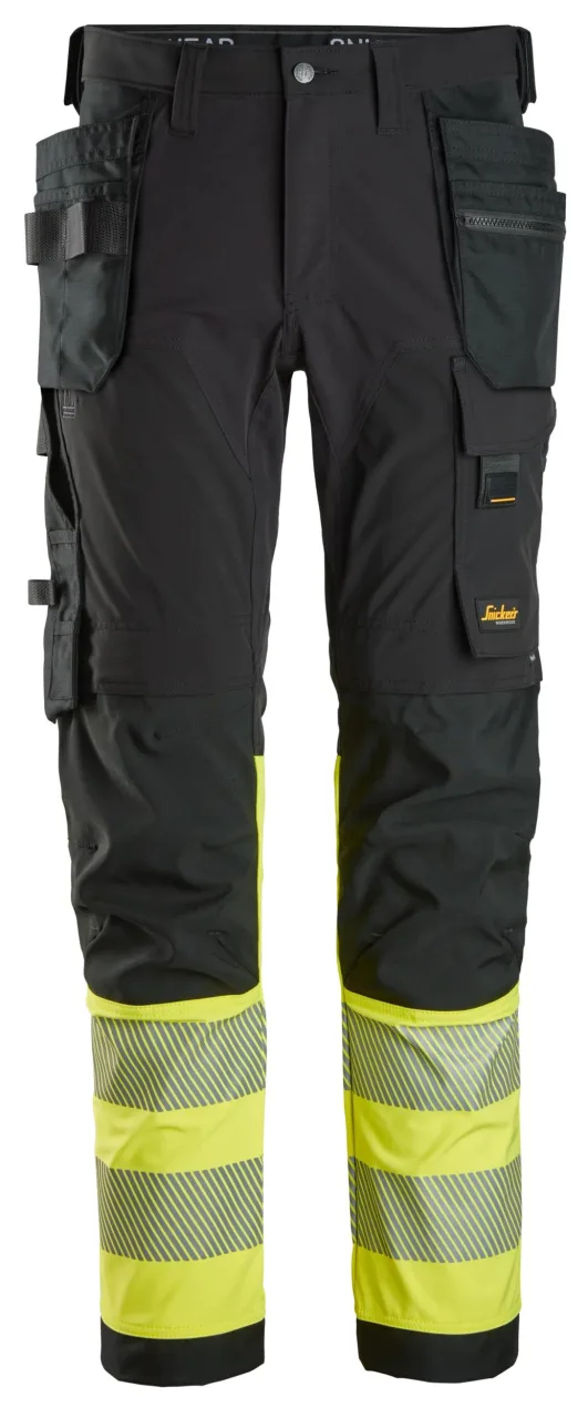 Pantalon en tissu extensible 4 directions avec poches holster, haute visibilité, Classe 1