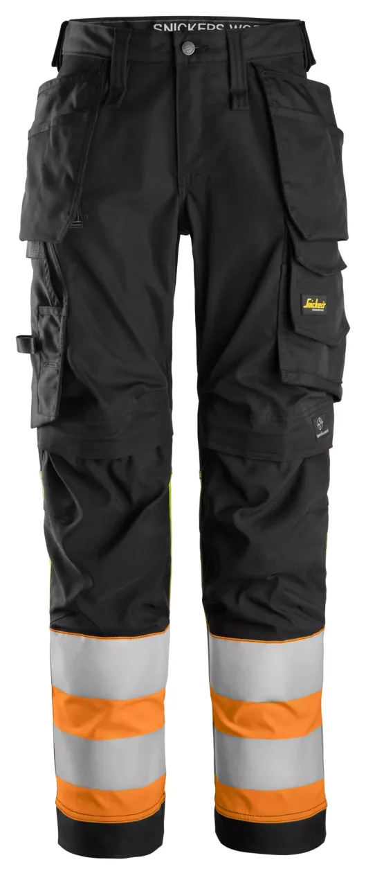 Pantalon en tissu extensible pour femme avec poches holster haute visibilité, Classe 1
