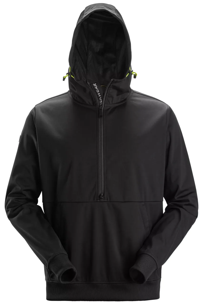 Sweat-shirt à capuche demi-zippé en tissu extensible et coupe-vent