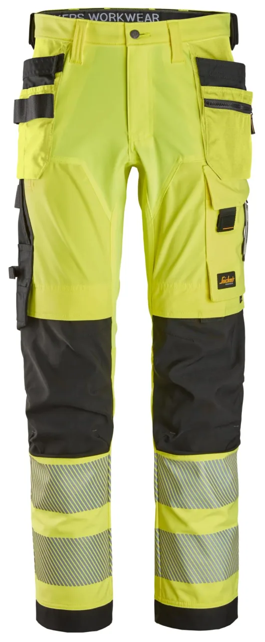 Pantalon en tissu extensible 4 directions avec poches holster, haute visibilité, Classe 2